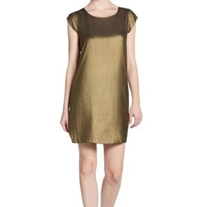 Joie Metallic Silk Shift Dress